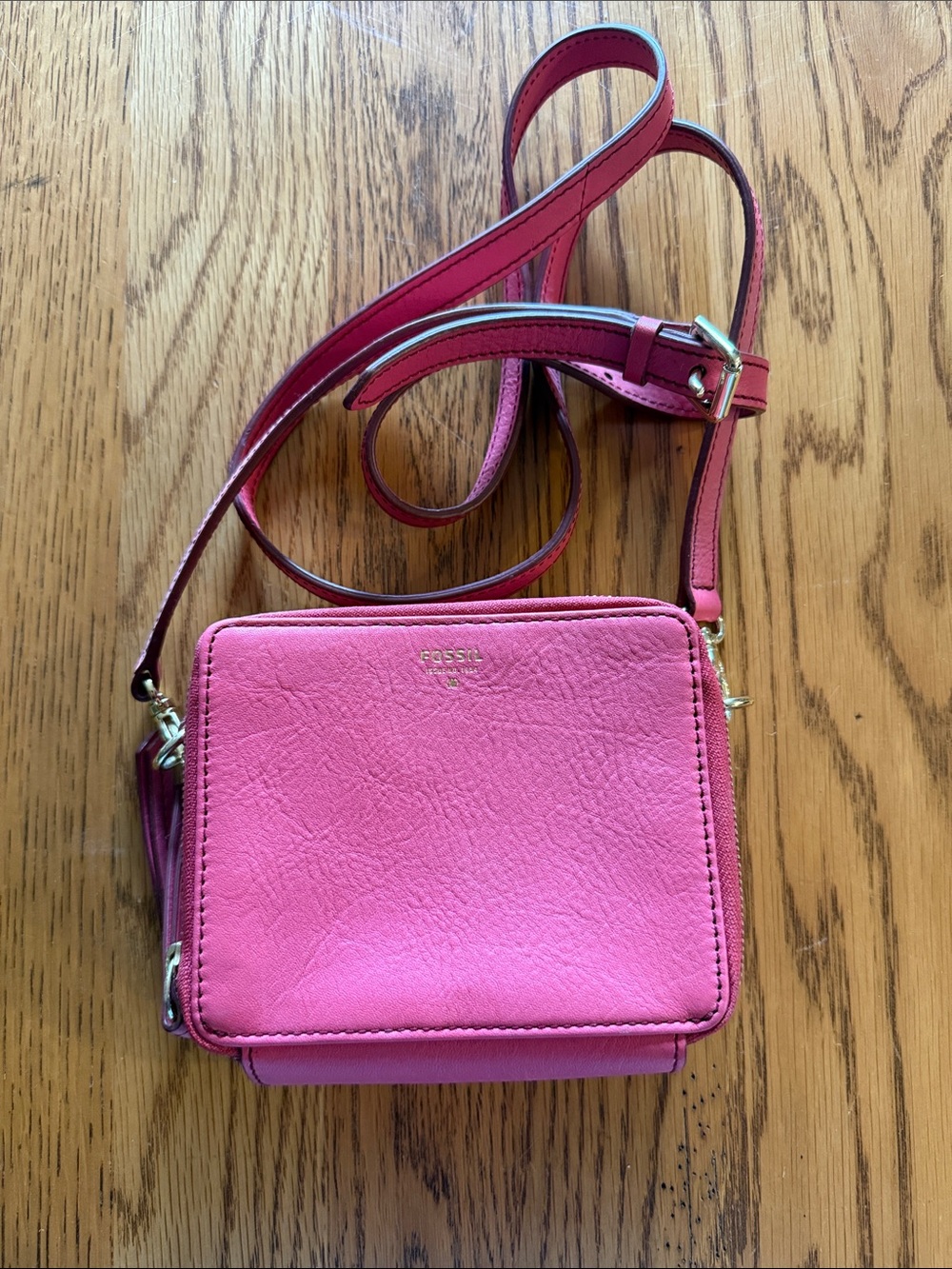 Fossil Pink Leather Crossbody Bag